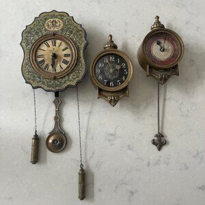 Timeworks Brass Decorative Wall Clocks - Set of 3